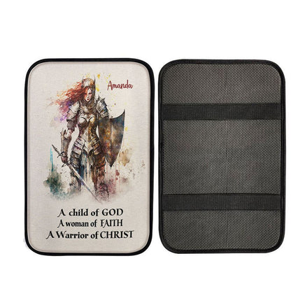 A Child Of God Personalized Car Center Console Cover - Bible Verse Gift For Women Of God, Christian Car Interior Accessories