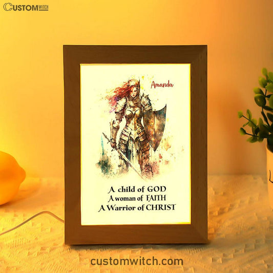 A Child Of God Personalized Frame Lamp Art - Christian Night Light - Bible Verse Gift For Women Of God
