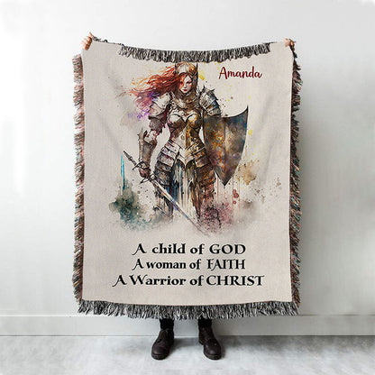 A Child Of God Personalized Woven Throw Blanket - Christian Woven Blanket Prints - Bible Verse Gift For Women Of God