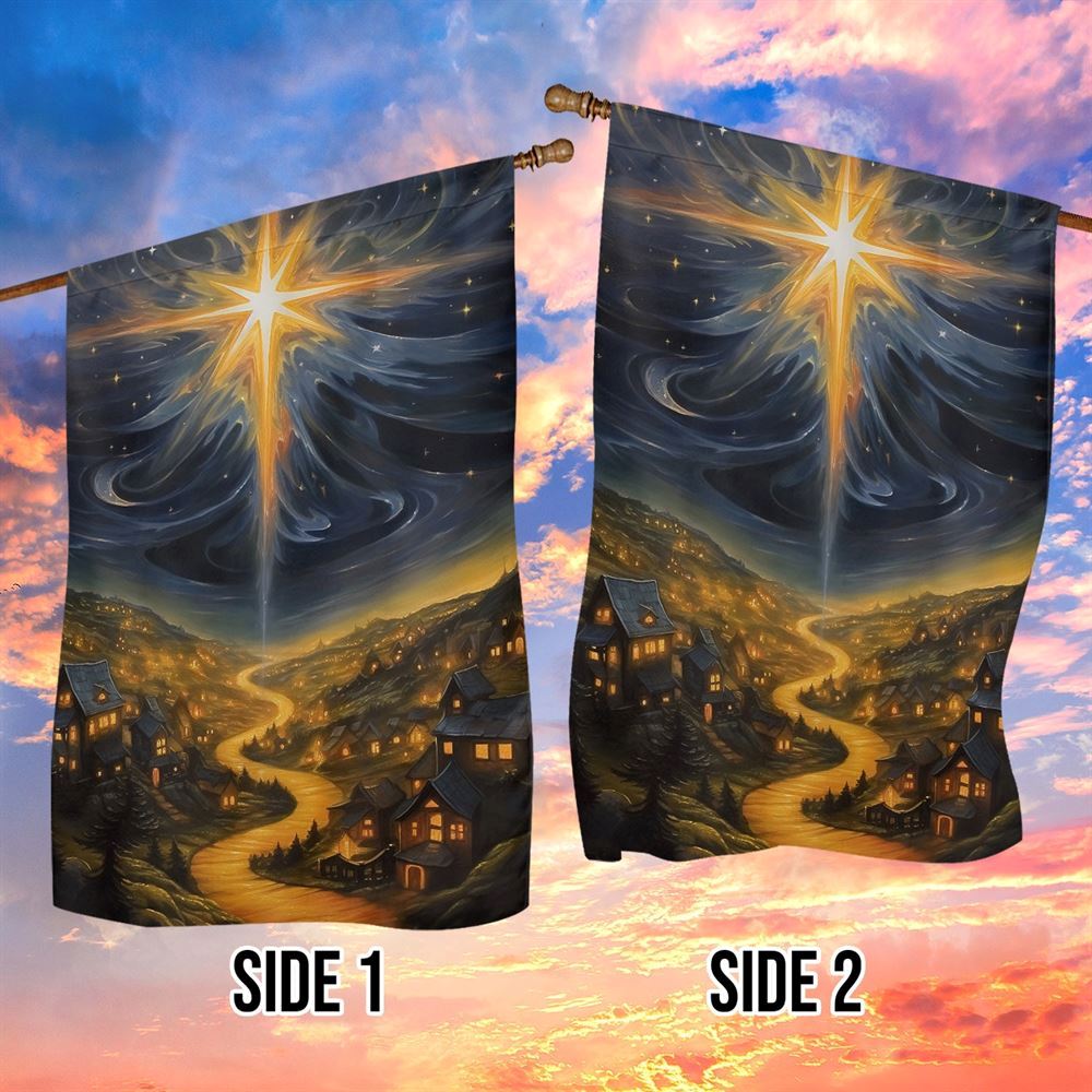 A Christmas Night's Radiance Over The Village Flag, Christmas Garden Flag, Home Decor Accessories, Christmas Outdoor Decor Ideas