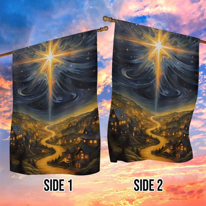 A Christmas Night's Radiance Over The Village Flag, Christmas Garden Flag, Home Decor Accessories, Christmas Outdoor Decor Ideas