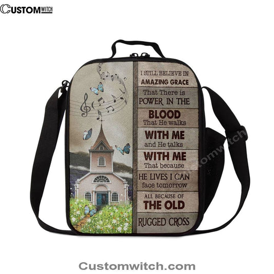 A Church On Hill I Still Believe In Amazing Grace Lunch Bag, Christian Lunch Bag For School, Picnic, Religious Lunch Bag