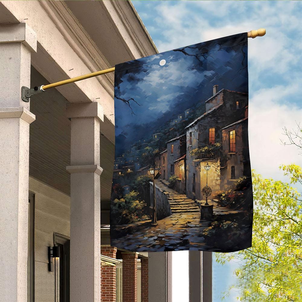 A Cobblestone Journey Through The Old Village Flag, Christmas Garden Flag, Home Decor Accessories, Christmas Outdoor Decor Ideas