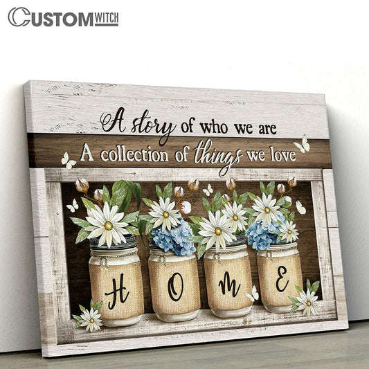 A Collection Of Things We Love Daisy Blue Hydrangea Butterfly Canvas Wall Art - Bible Verse Canvas - Religious Prints