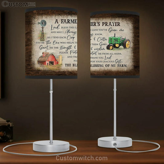 A Farmer's Prayer Electric Tricycle Red Barn Windmill Table Lamb Gift - Bible Verse Table Lamb - Religious Bedroom Decor