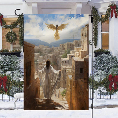 A Heavenly Journey Over Bethlehem Flag, Christian Christmas House Flag, Christmas Outdoor Decor Ideas