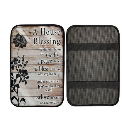 A House Blessing Car Center Console Cover - Religious Housewarming Gifts For Women Pastor Minister, Christian Auto Armrest Cover