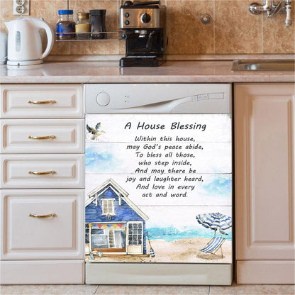A House Blessing Dishwasher Cover, God Bless This House Dishwasher Magnet Cover, Christian Kitchen Decor