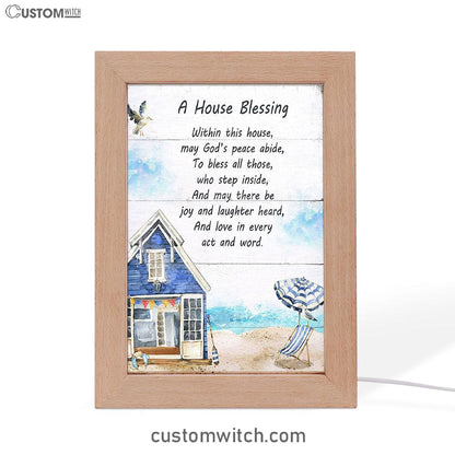 A House Blessing Frame Lamp Prints - God Bless This House Decor - Christian Night Light Decor