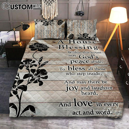 A House Blessing Quilt Bedding Set Bedroom - Religious Housewarming Gifts For Women Pastor Minister