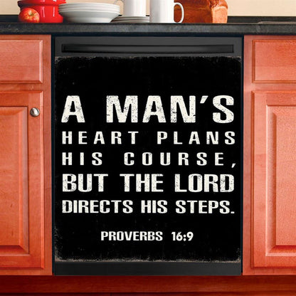 A Man'S Heart Plans His Course Proverbs 16 9 Dishwasher Cover, Christian Dishwasher Magnet Cover