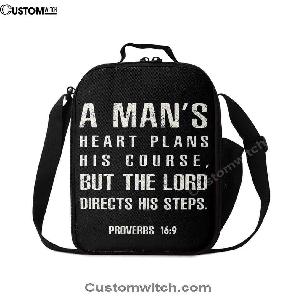 A Man'S Heart Plans His Course Proverbs 16 9 Lunch Bag, Christian Lunch Bag For School, Picnic, Religious Lunch Bag