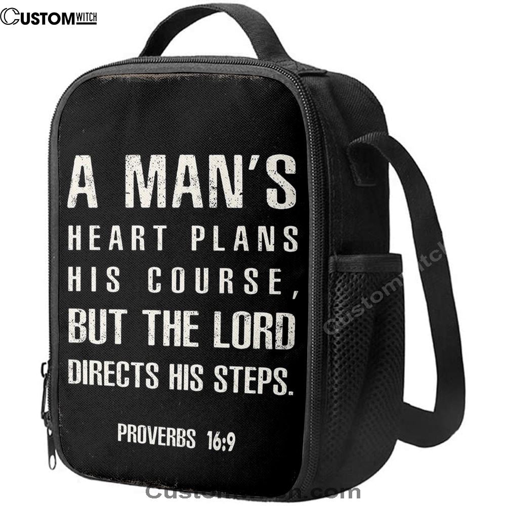 A Man'S Heart Plans His Course Proverbs 16 9 Lunch Bag, Christian Lunch Bag For School, Picnic, Religious Lunch Bag