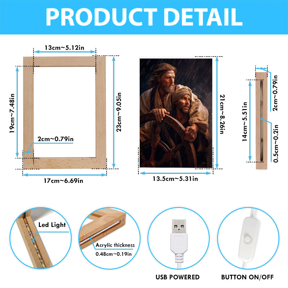 A Portrait Of Jesus Christ Behind A Sailor Frame Lamp Prints - Jesus Frame Lamp Art - Christian Art Decor