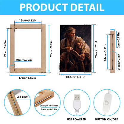 A Portrait Of Jesus Christ Behind A Sailor Frame Lamp Prints - Jesus Frame Lamp Art - Christian Art Decor