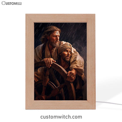 A Portrait Of Jesus Christ Behind A Sailor Frame Lamp Prints - Jesus Frame Lamp Art - Christian Art Decor