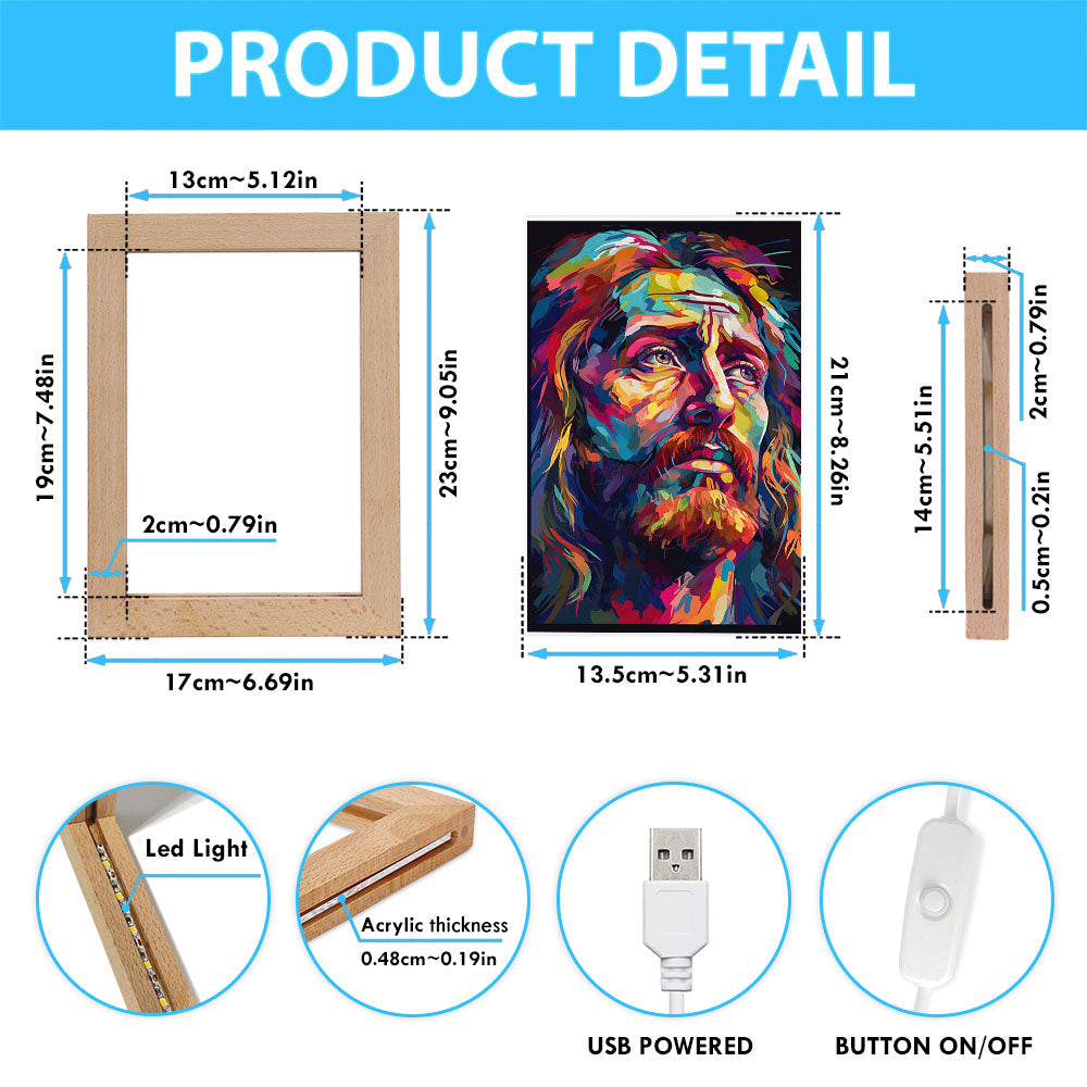 A Portrait Of Jesus Frame Lamp Prints - Jesus Frame Lamp Art - Christian Art Decor