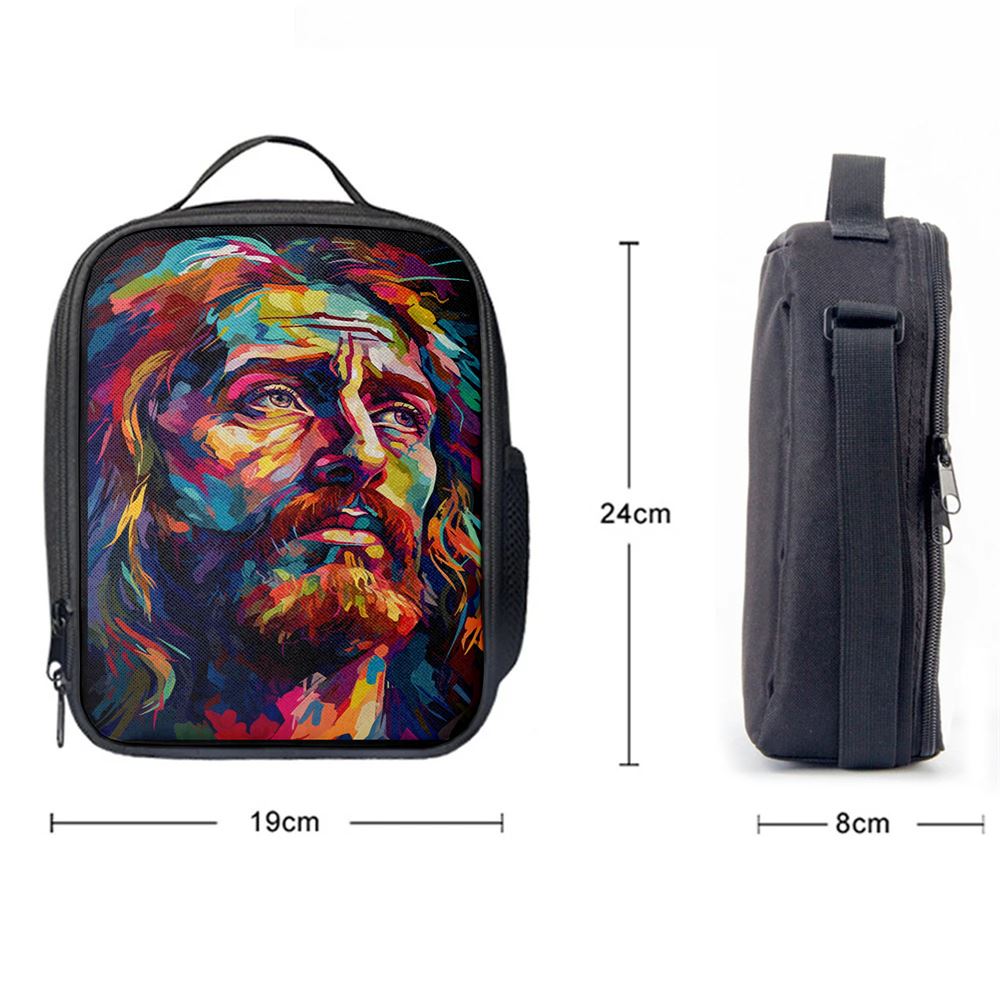 A Portrait Of Jesus Lunch Bag, Christian Lunch Bag For School, Picnic, Religious Lunch Bag