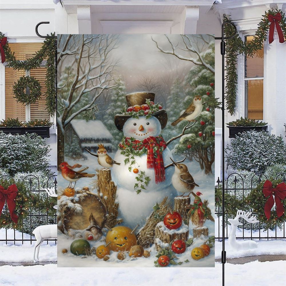 A Snowman's Festive Gathering Flag, Christmas Garden Flag, Home Decor Accessories, Christmas Outdoor Decor Ideas