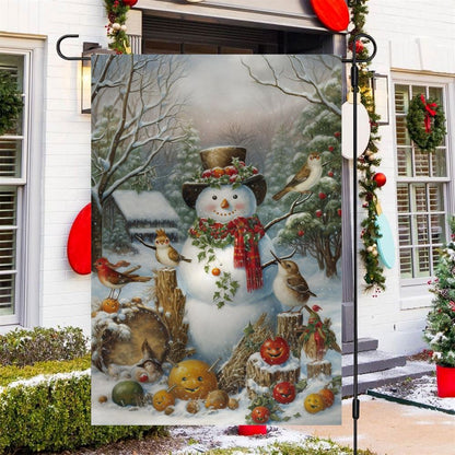 A Snowman's Festive Gathering Flag, Christmas Garden Flag, Home Decor Accessories, Christmas Outdoor Decor Ideas