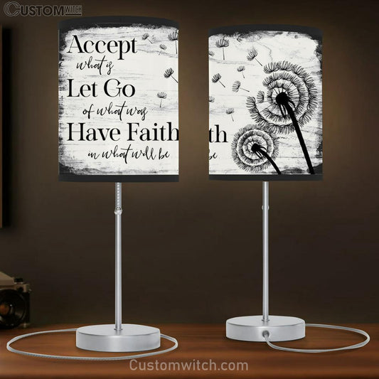 Accept Let Go Have Faith Table Lamb Gift - Dandelion - Christian Bedroom Decor