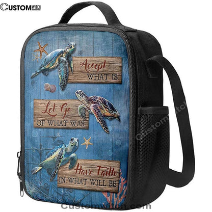 Accept What Is Let Go Sea Turtle Starfish Lunch Bag, Christian Lunch Bag For School, Picnic, Religious Lunch Bag