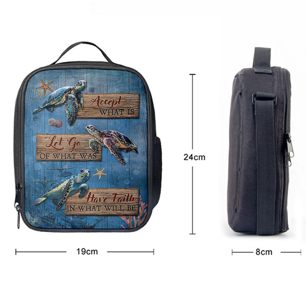 Accept What Is Let Go Sea Turtle Starfish Lunch Bag, Christian Lunch Bag For School, Picnic, Religious Lunch Bag