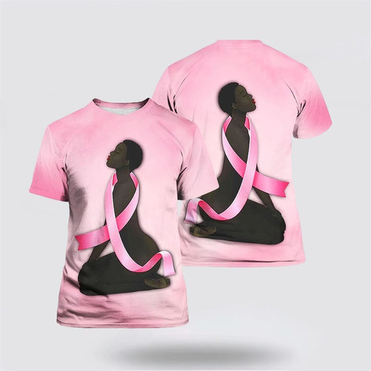 African America Fighter Breast Cancer Premium All Over Print 3D T Shirt, Breast Cancer Gift Ideas, Unisex T Shirt