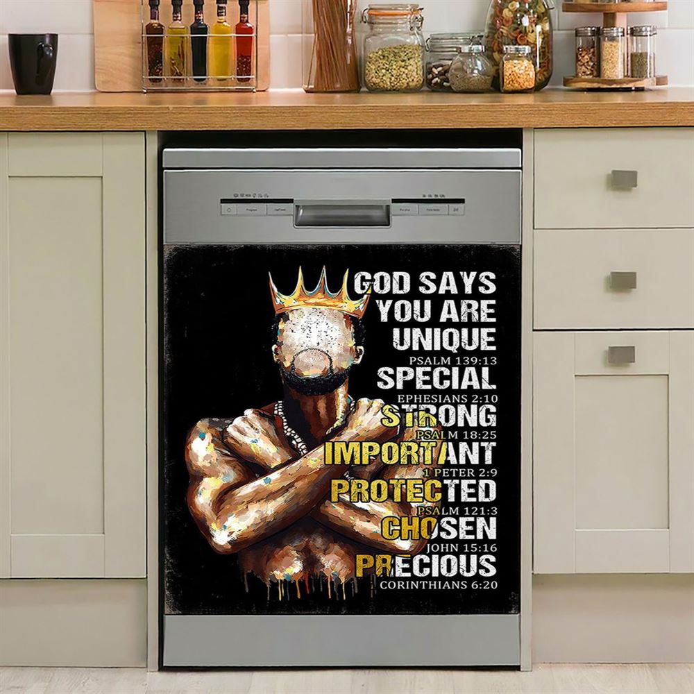 African American God Says You Are Dishwasher Cover, Christian Dishwasher Magnet Cover