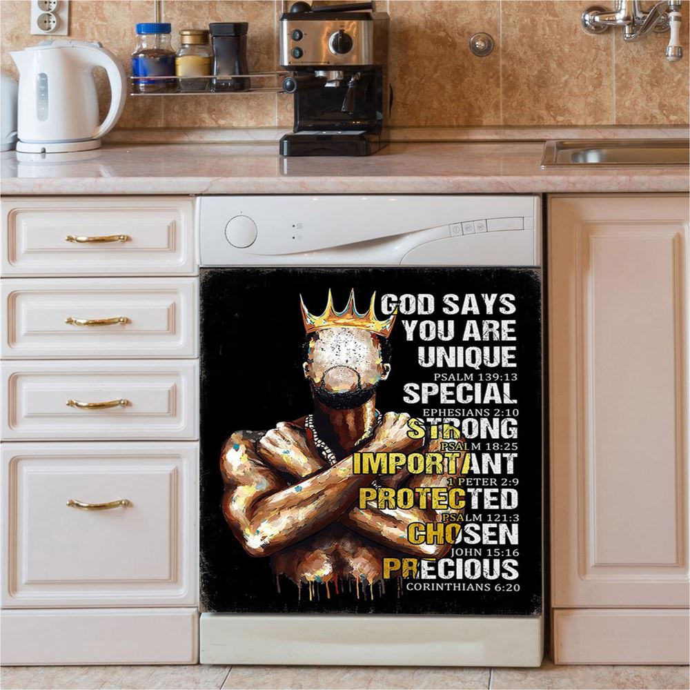 African American God Says You Are Dishwasher Cover, Christian Dishwasher Magnet Cover