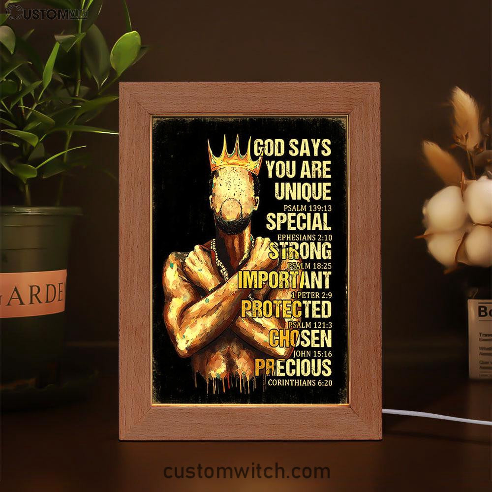 African American God Says You Are Frame Lamp Art - Christian Night Light Decor