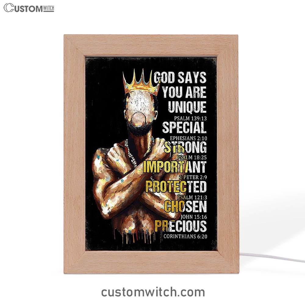 African American God Says You Are Frame Lamp Art - Christian Night Light Decor