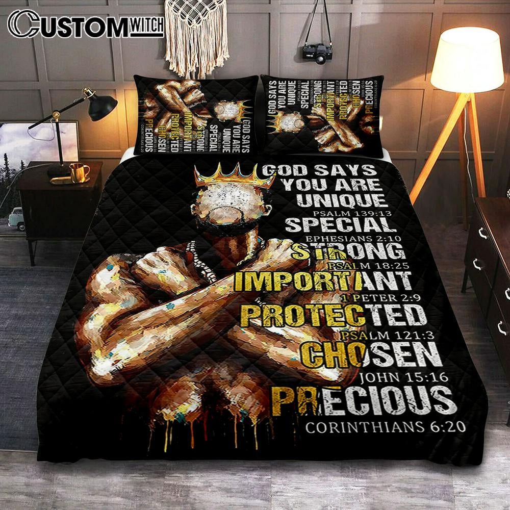 African American God Says You Are Quilt Bedding Set Bedroom - Christian Quilt Bedding Set Bedroom Decor