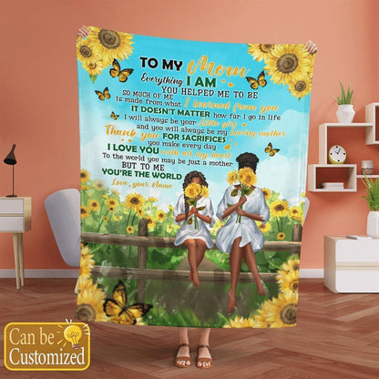 African American Personalized Blanket To My Mom Sunflower Blanket Thanks For Sacrifices You Make Every Day Blanket, Birthday Gift