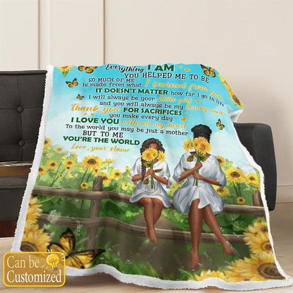 African American Personalized Blanket To My Mom Sunflower Blanket Thanks For Sacrifices You Make Every Day Blanket, Birthday Gift