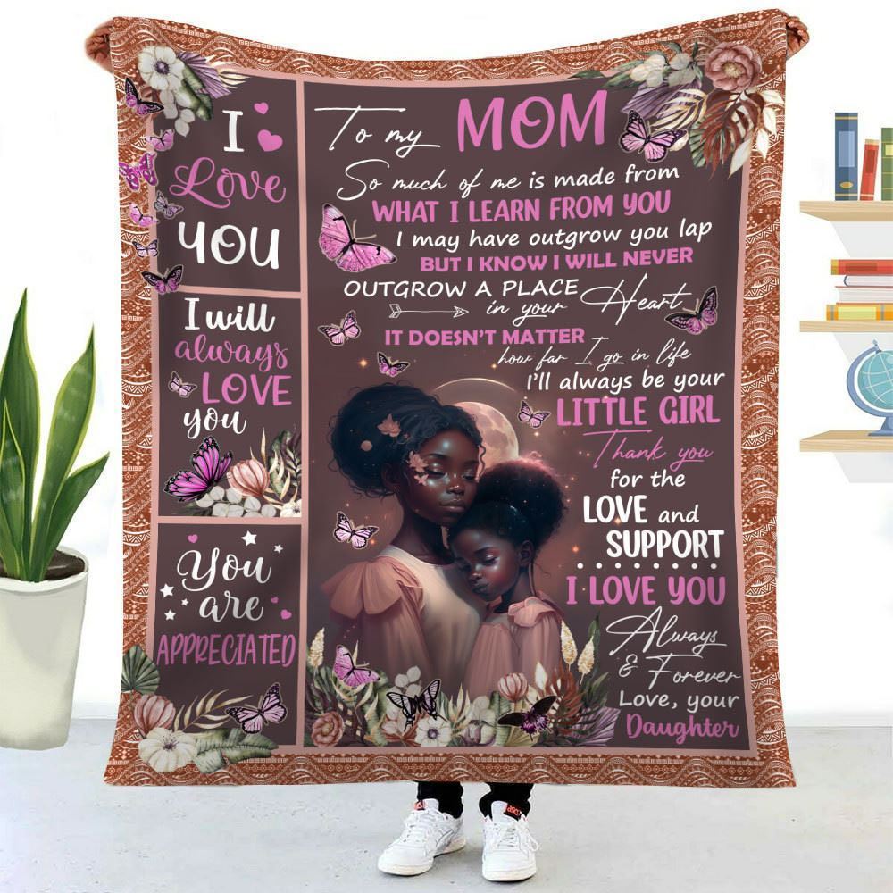 African American Thanks For The Love & Support I Love You Mom Blanket, Birthday Gift