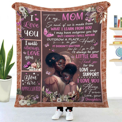 African American Thanks For The Love & Support I Love You Mom Blanket, Birthday Gift