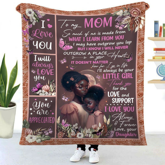 African American Thanks For The Love & Support I Love You Mom Blanket, Birthday Gift