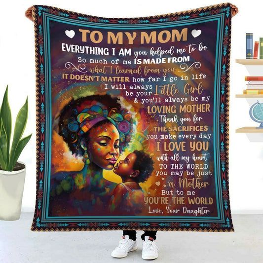 African American To Me You Are The World Mom Blanket, Mothers Day Gifts For Mom, Birthday Gift