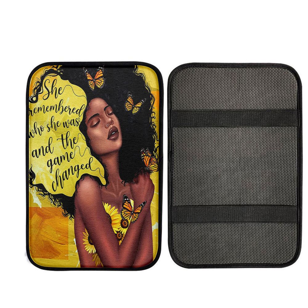 African American Woman Black Car Center Console Cover - She Remembered Who She Was And The Game Changed Car Armrest Pad