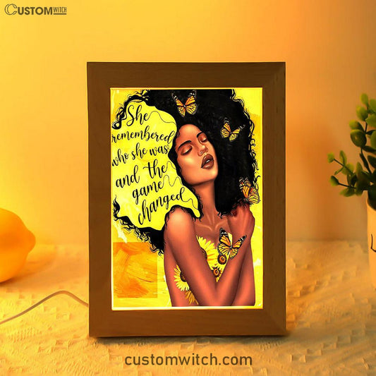 African American Woman Black Frame Lamp Art - She Remembered Who She Was And The Game Changed Decor -Encouragement Gifts For Women
