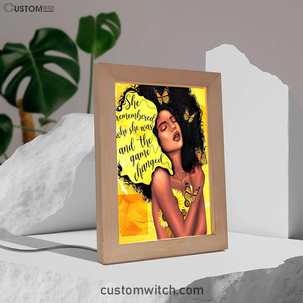 African American Woman Black Frame Lamp Art - She Remembered Who She Was And The Game Changed Decor -Encouragement Gifts For Women