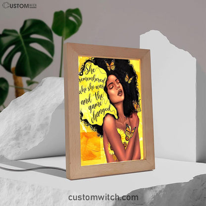 African American Woman Black Frame Lamp Art - She Remembered Who She Was And The Game Changed Decor -Encouragement Gifts For Women