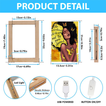 African American Woman Black Frame Lamp Art - She Remembered Who She Was And The Game Changed Decor -Encouragement Gifts For Women