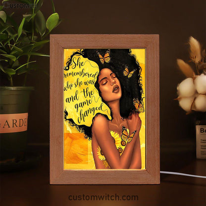 African American Woman Black Frame Lamp Art - She Remembered Who She Was And The Game Changed Decor -Encouragement Gifts For Women