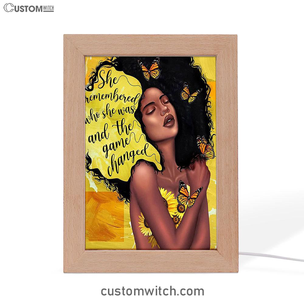 African American Woman Black Frame Lamp Art - She Remembered Who She Was And The Game Changed Decor -Encouragement Gifts For Women