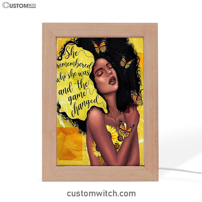 African American Woman Black Frame Lamp Art - She Remembered Who She Was And The Game Changed Decor -Encouragement Gifts For Women