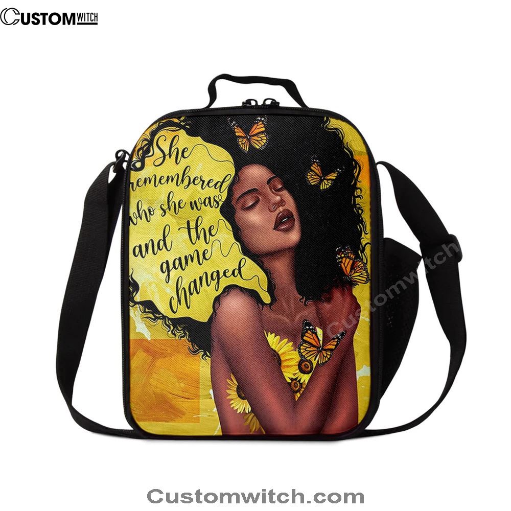 African American Woman Black Lunch Bag, Christian Lunch Bag For School, Picnic, Religious Lunch Bag