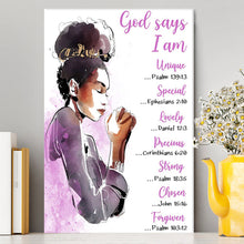 Load image into Gallery viewer, African American Women God Says I Am Canvas Prints - Motivational Wall Art For Black Girls Teens
