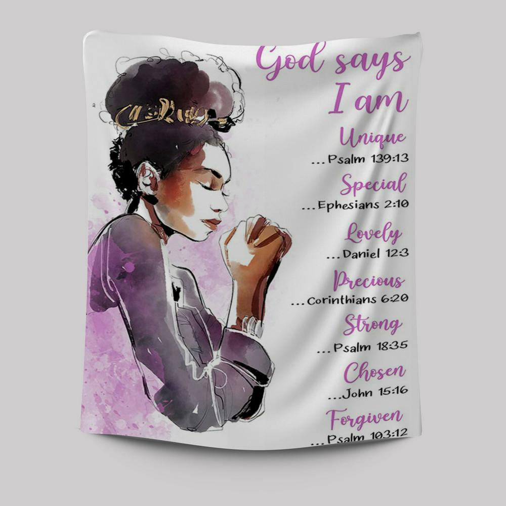 African American Women God Says I Am Tapestry Prints - Motivational Wa ...
